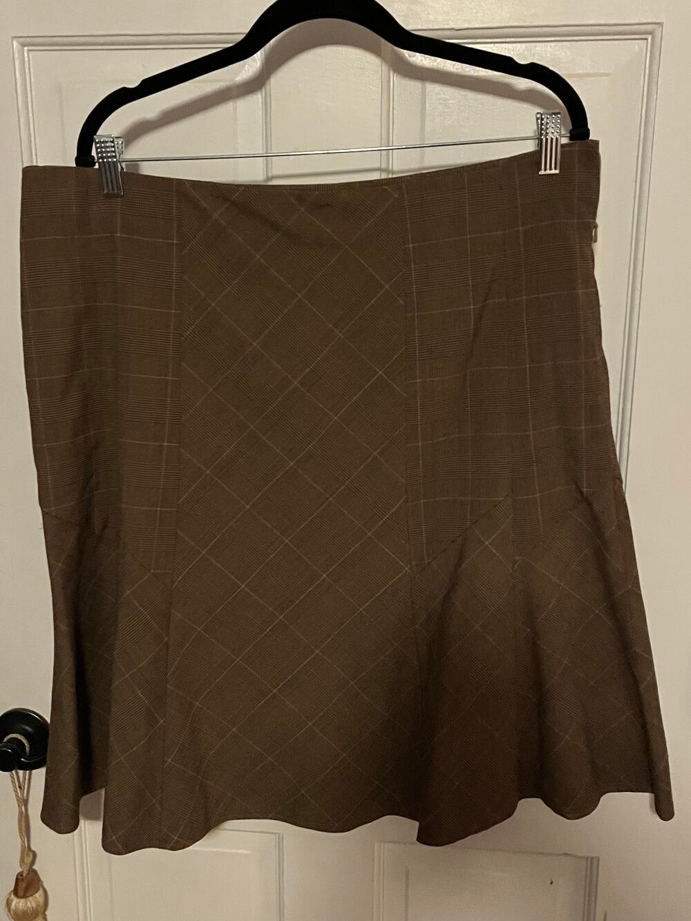 Lane Bryant Size 16 Brown Plaid A-Line Skirt | Career Office Wear | Flattering